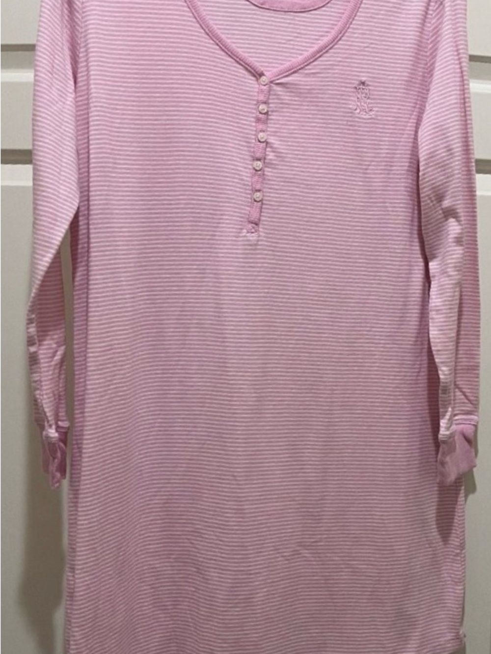 Lauren Ralph Lauren Striped Cotton Pink/ White Tunic T-Shirt Sleepwear L